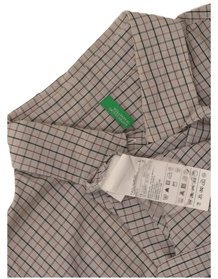 Benetton Womens Shirt UK 14 Large Grey Cotton