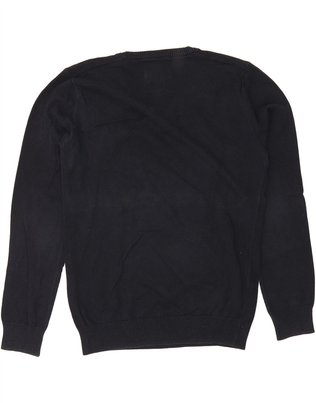 JACK & JONES Mens V-Neck Jumper Sweater Medium Navy Blue Cotton Vintage Jack & Jones and Second-Hand Jack & Jones from Messina Hembry 