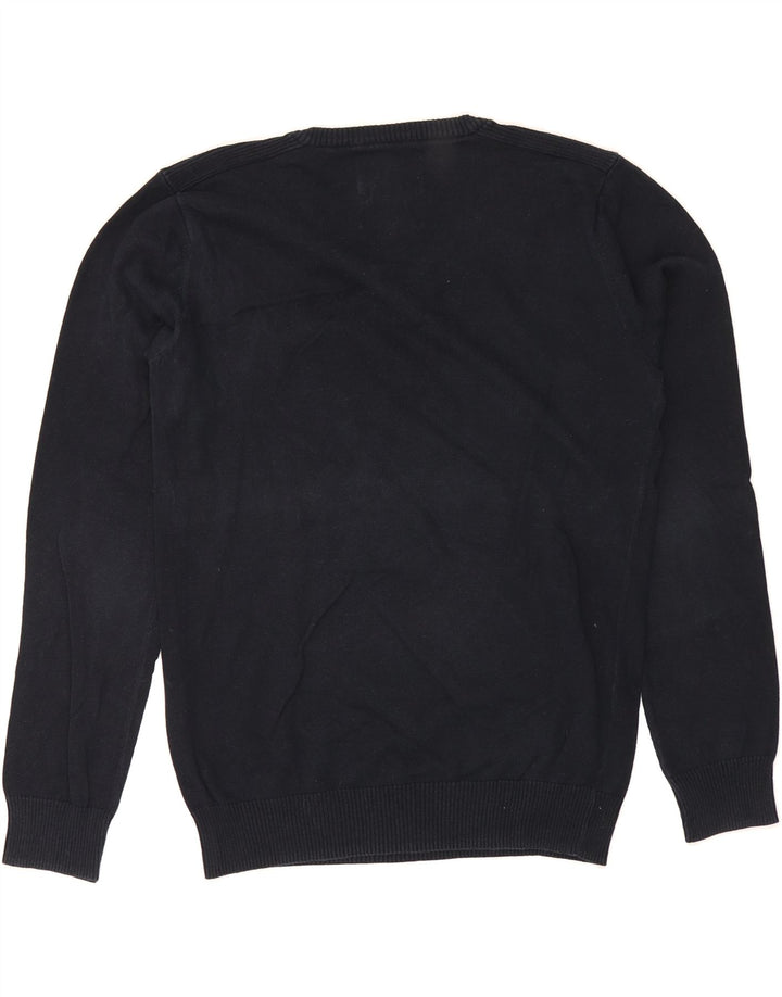 JACK & JONES Mens V-Neck Jumper Sweater Medium Navy Blue Cotton Vintage Jack & Jones and Second-Hand Jack & Jones from Messina Hembry 