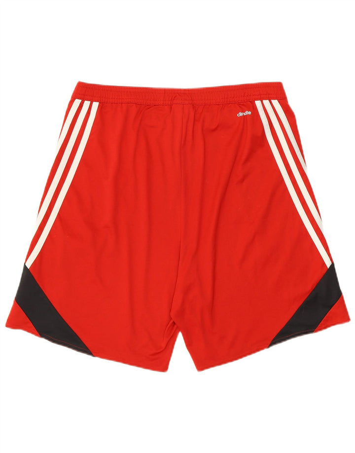Pantaloncini sportivi Adidas Climalite da uomo in poliestere color block rosso medio