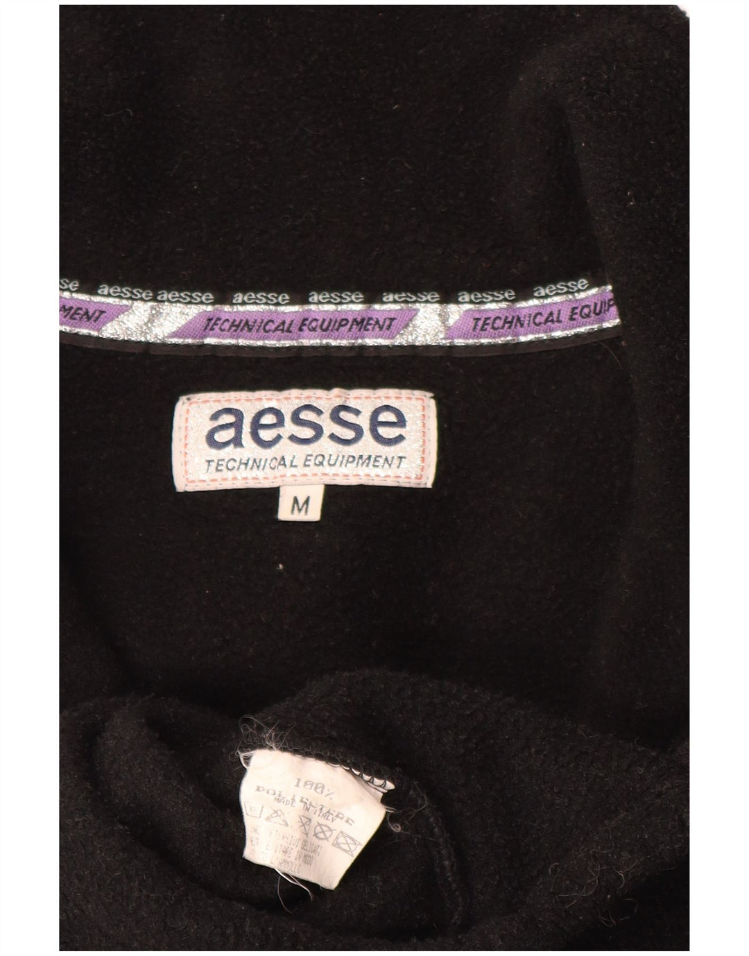 Aesse Mens Zip Neck Fleece Jumper Medium Black Polyester