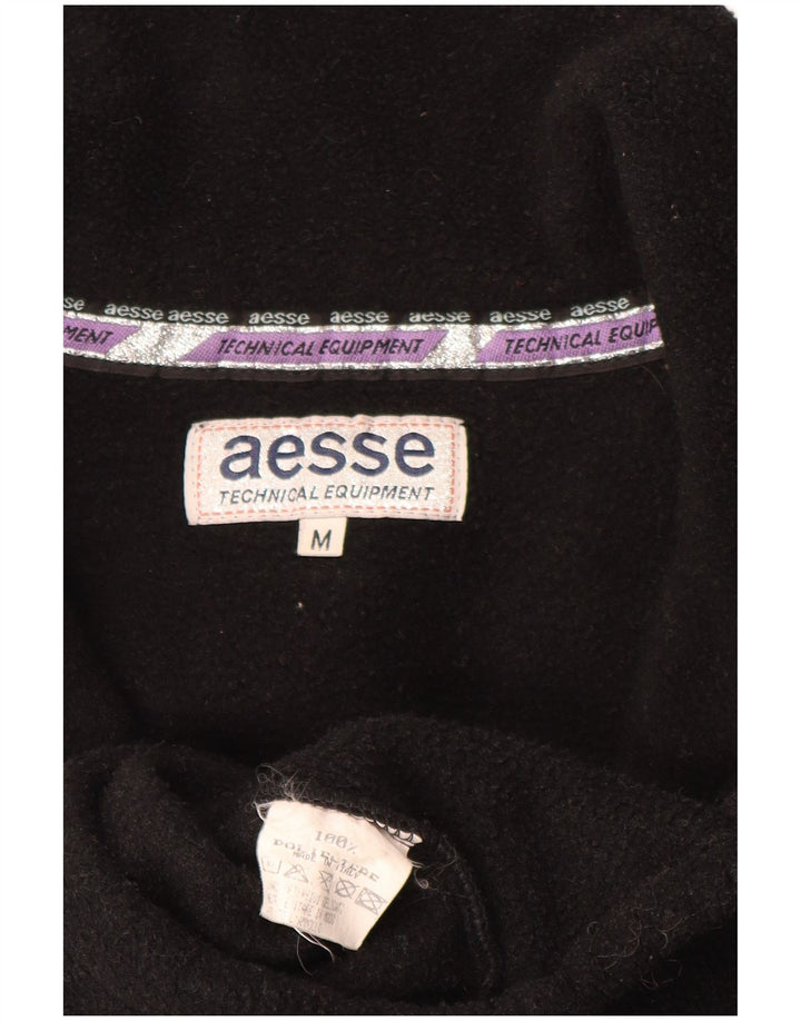 Aesse Mens Zip Neck Fleece Jumper Medium Black Polyester