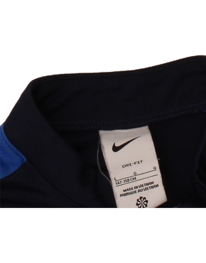 NIKE Boys Dri Fit Pullover Tracksuit Top 12-13 Years Large Navy Blue Vintage Nike and Second-Hand Nike from Messina Hembry 