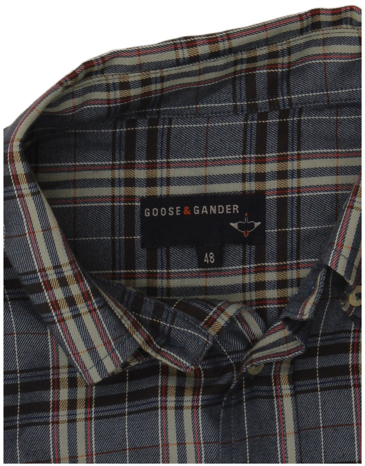 Goose & Gander Mens Flannel Shirt IT 48 Medium Navy Blue Check
