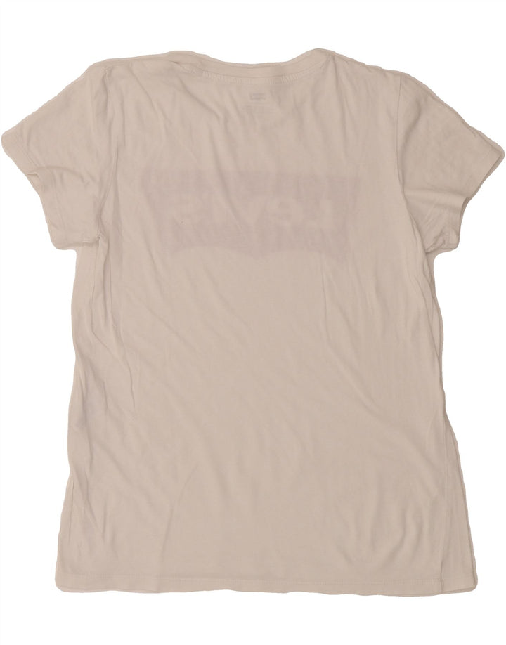 LEVI'S Womens Graphic T-Shirt Top UK 10 Small White Vintage Levi's and Second-Hand Levi's from Messina Hembry 