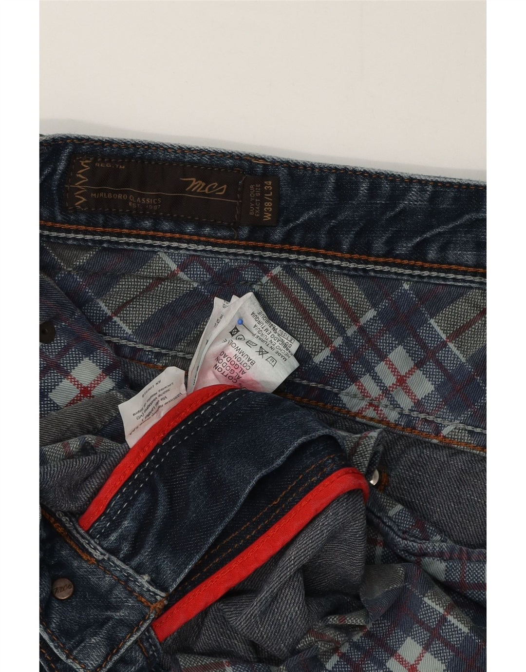 Marlboro Classics Mens Straight Jeans W38 L29 Blue Cotton