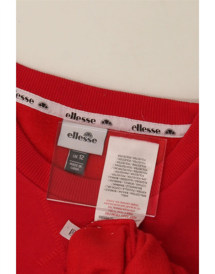 ELLESSE Womens Graphic Sweatshirt Jumper UK 12 Medium  Red Cotton Vintage Ellesse and Second-Hand Ellesse from Messina Hembry 