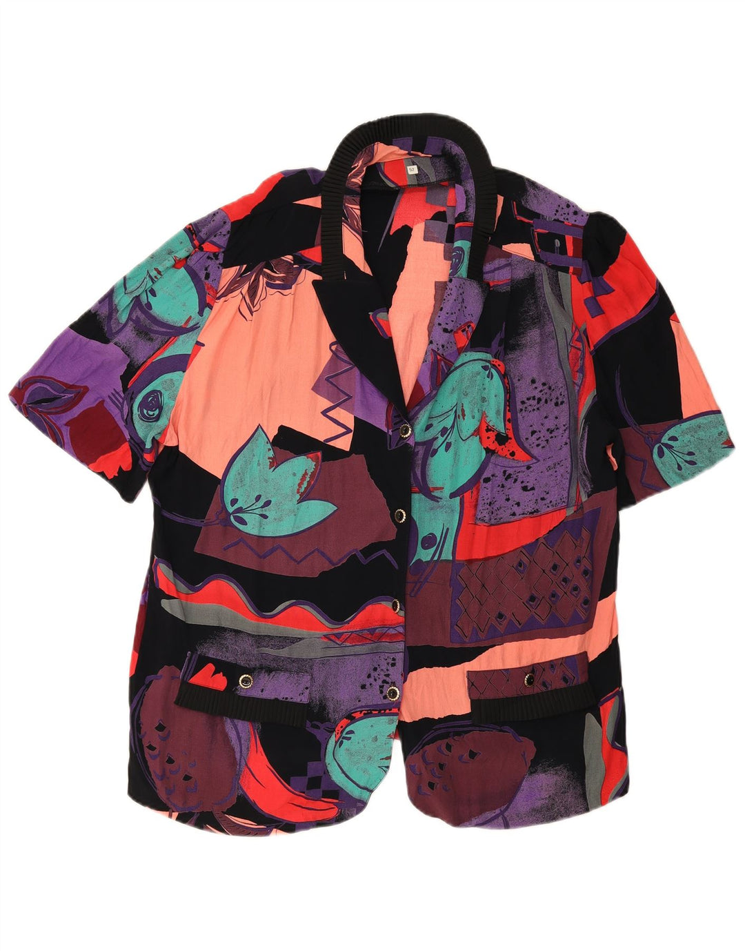 Jaqueta blazer feminina vintage com padrão abstrato IT 52 2XL multicolorida