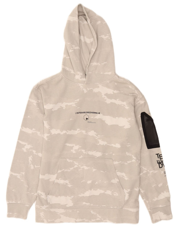 Zara Jungen-Kapuzenpullover mit Grafik, 11–12 Jahre, graue Camouflage-Baumwolle
