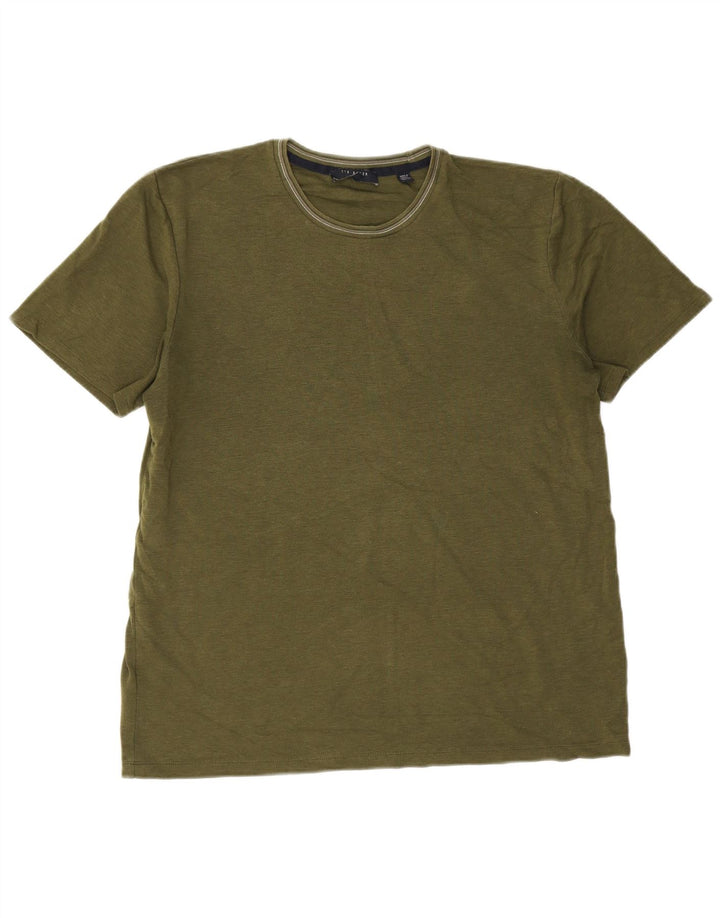 Ted Baker Mens T-Shirt Top Size 4 Large Khaki Cotton