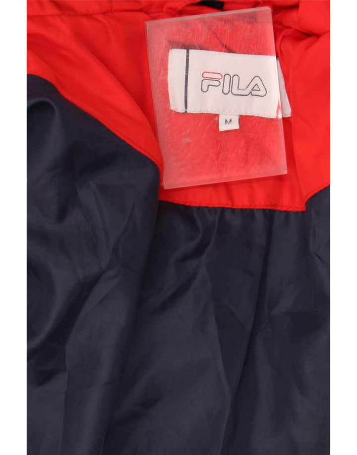 FILA Mens Graphic Hooded Padded Jacket UK 38 Medium Red Colourblock