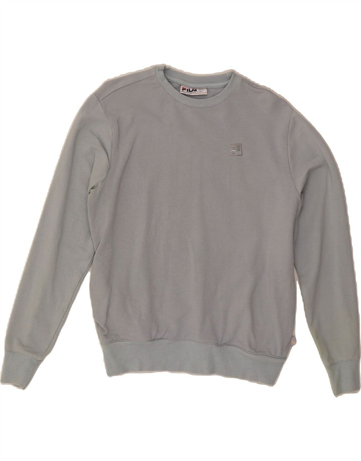 FILA Womens Oversized Sweatshirt Jumper UK 10 Small Grey Cotton Vintage Fila and Second-Hand Fila from Messina Hembry 