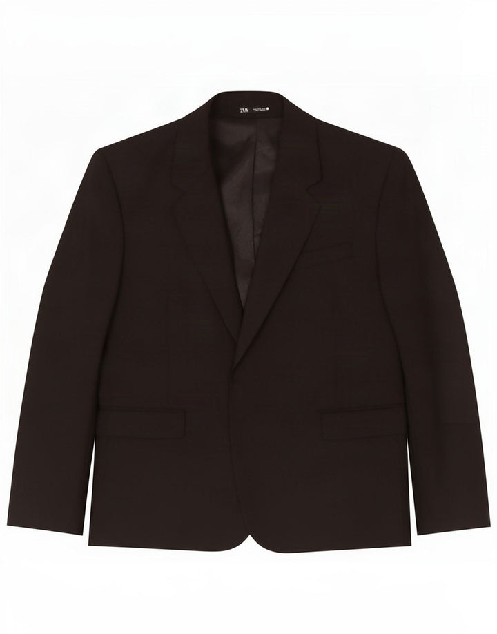 Jaqueta Zara Mens Blazer EU 52 Grande Poliéster Preto