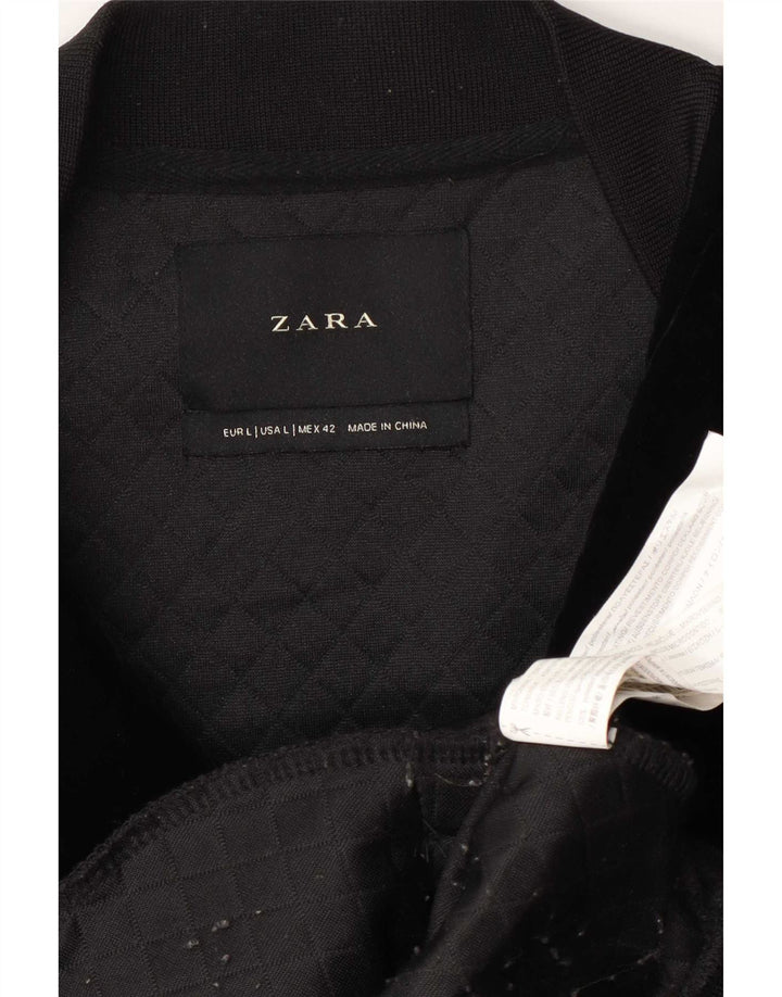 Zara Mens Bomber Jacket UK 40 Grande Poliéster Preto