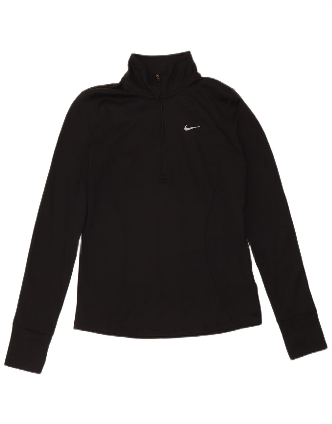 Top della tuta da ginnastica Nike Dri Fit con collo e zip da donna, UK 10, piccola, nera