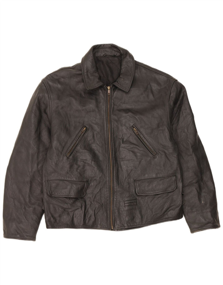 Vintage Mens Leather Jacket UK 36 Small Black