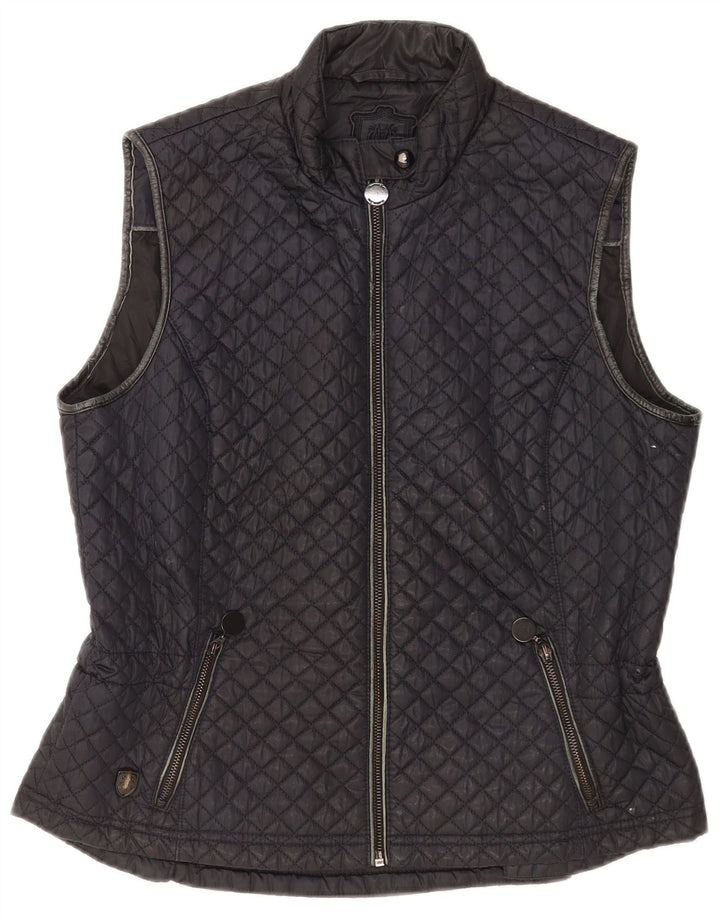 Massimo Dutti Womens Quilted Gilet UK 18 XL Black Polyester