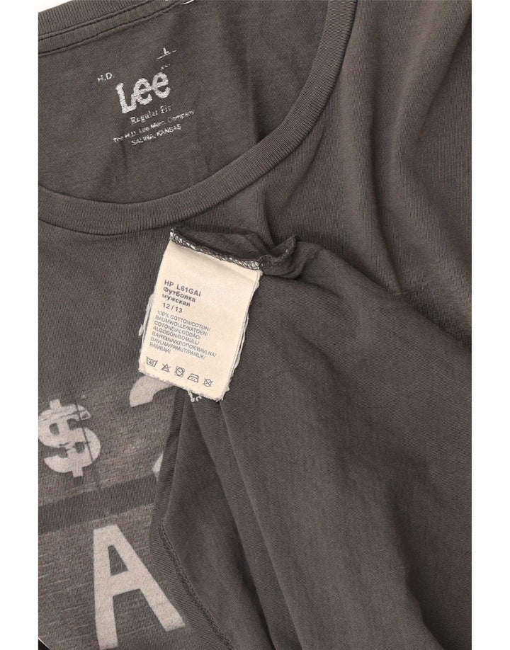 Lee Herre Regular Fit Grafisk T-Shirt Top Stor Grå Bomuld