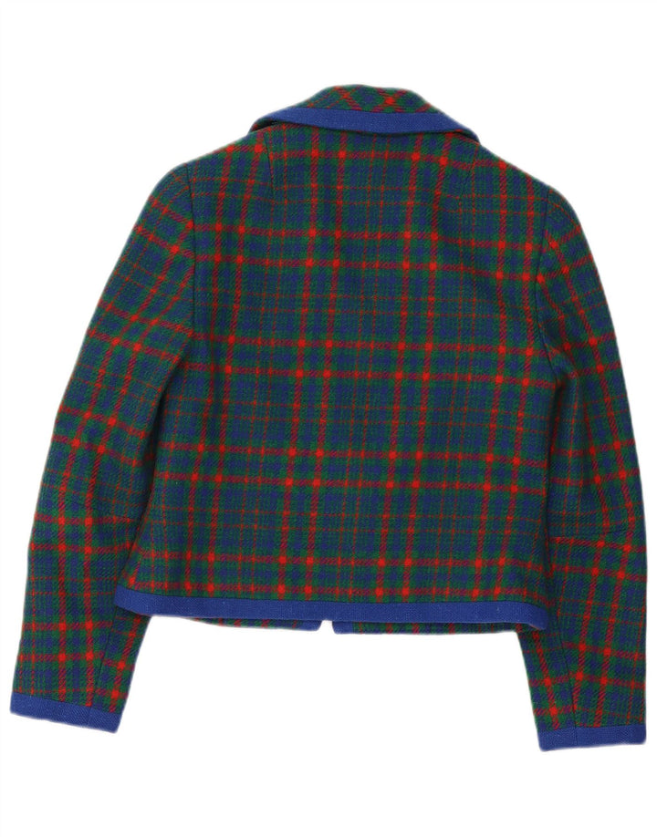Vintage Womens Blazer Jacket UK 10 Small Green Plaid Retro