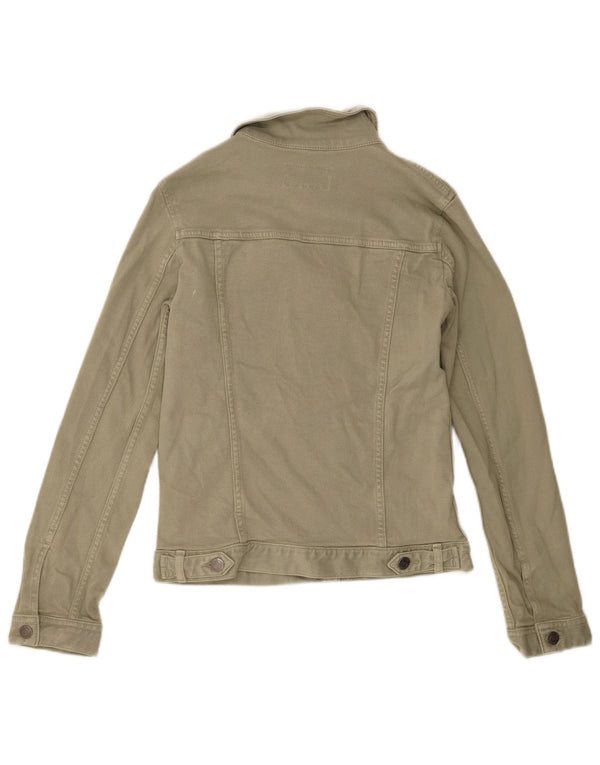 Fat Face Womens Denim Jacket UK 6 XS Khaki Cotton