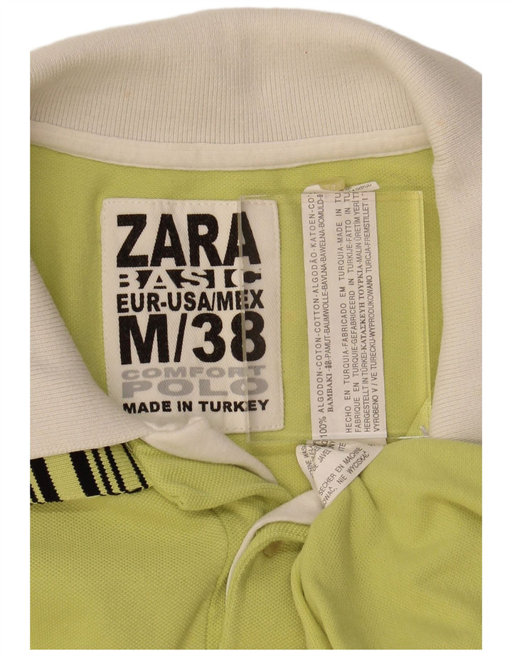ZARA Mens Polo Shirt Medium Green Cotton