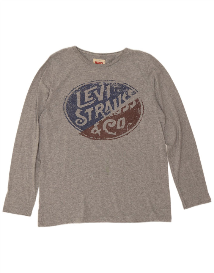 Levi's Boys Graphic Top Long Sleeve 15-16 Years Grey Cotton