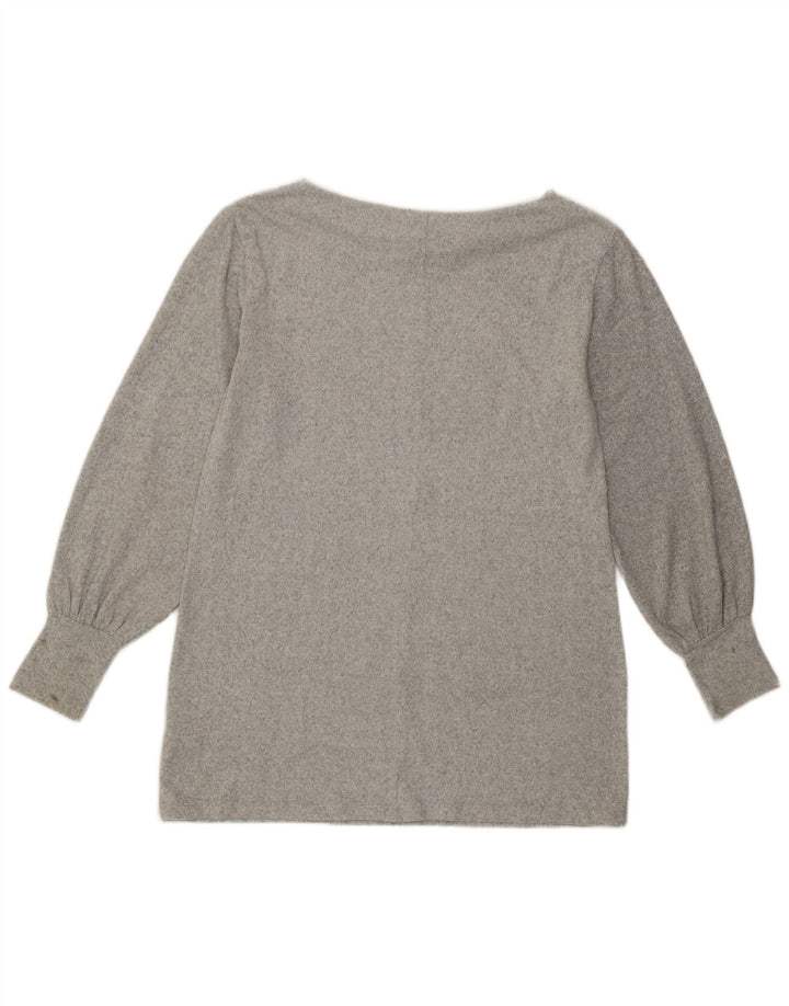 Marks & Spencer Womens Top Long Sleeve UK 12 Medium  Grey Polyester
