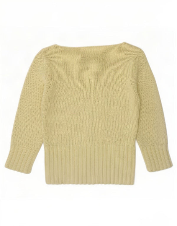 Zara Pull court à manches 3/4 et col bateau pour femme - Jaune moyen - UK 12