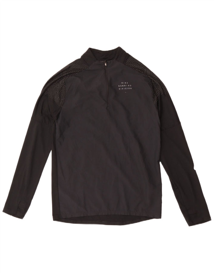 Nike Herre Dri Fit Zip Neck Top Langærmet Lille Sort Plettet Polyester