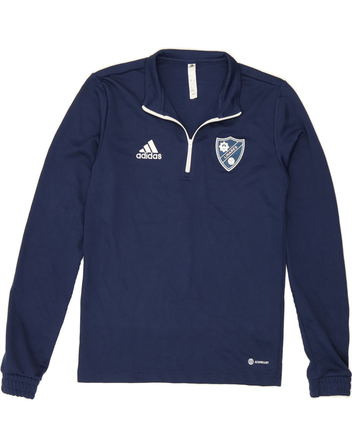 ADIDAS Mens Aeroready Zip Neck Pullover Tracksuit Top Small Navy Blue Vintage Adidas and Second-Hand Adidas from Messina Hembry 