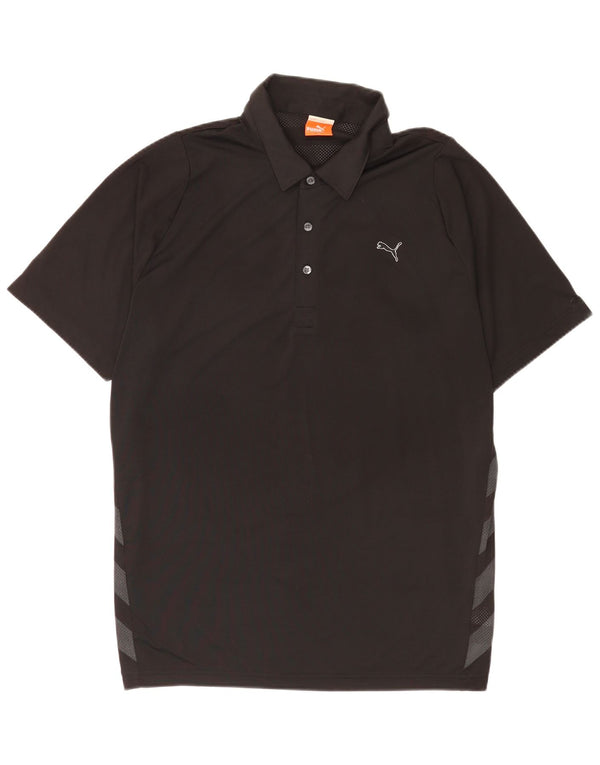 Polo grafica da uomo Puma Large nera in poliestere color block