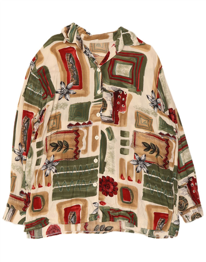 Vintage Womens Shirt Blouse IT 48 XL Multicoloured Patchwork Viscose