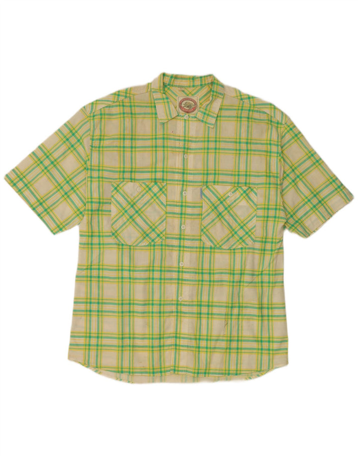 CASUCCI Camicia a maniche corte da uomo a quadri verdi grandi