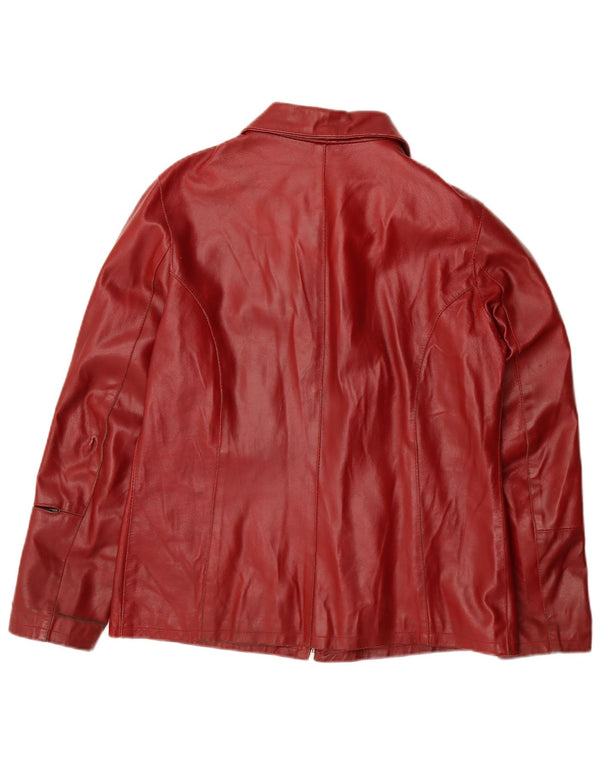 Lavorazione Artigianale Womens Leather Jacket UK 14 Large Red