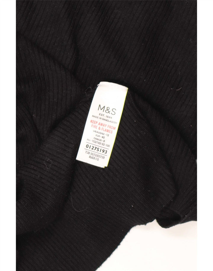 Marks & Spencer Womens Roll Neck Jumper Sweater UK 12 Medium Black Viscose