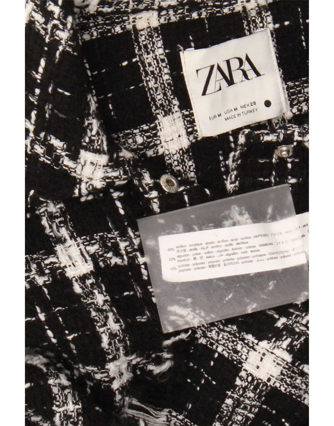 Zara Womens Overshirt Oversized skjorte UK 14 Medium Black Ternet akryl
