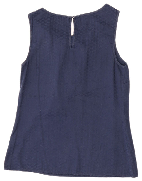 Oasis Womens Sleeveless Blouse Top UK 12 Medium Navy Blue Spotted Polyester