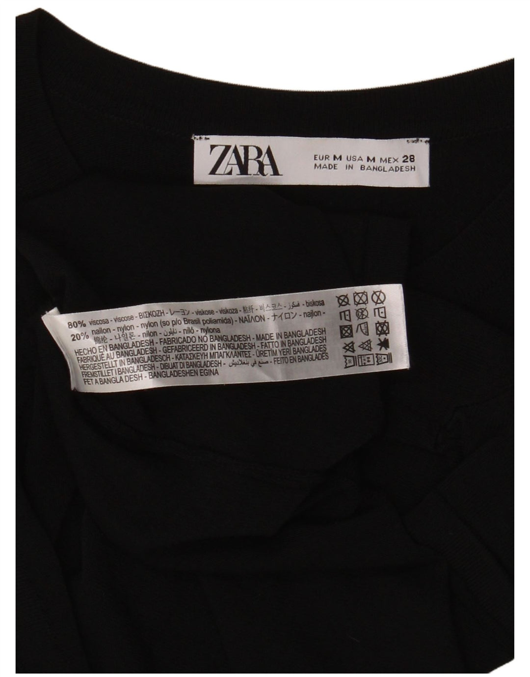 Zara Womens T-Shirt Top UK 12 Medium Black Viscose