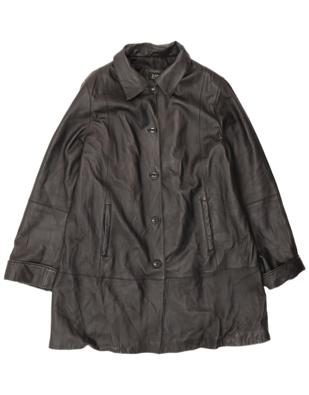 Zarro Womens Leather Coat IT 50 XL Black Leather