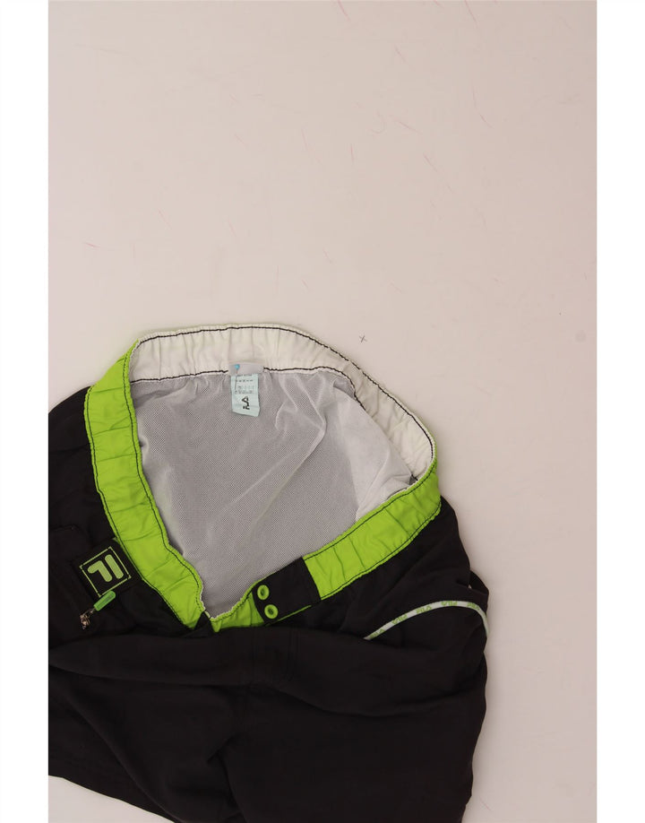 FILA Mens Graphic Swimming Shorts Medium  Black Colourblock Polyester Vintage Fila and Second-Hand Fila from Messina Hembry 