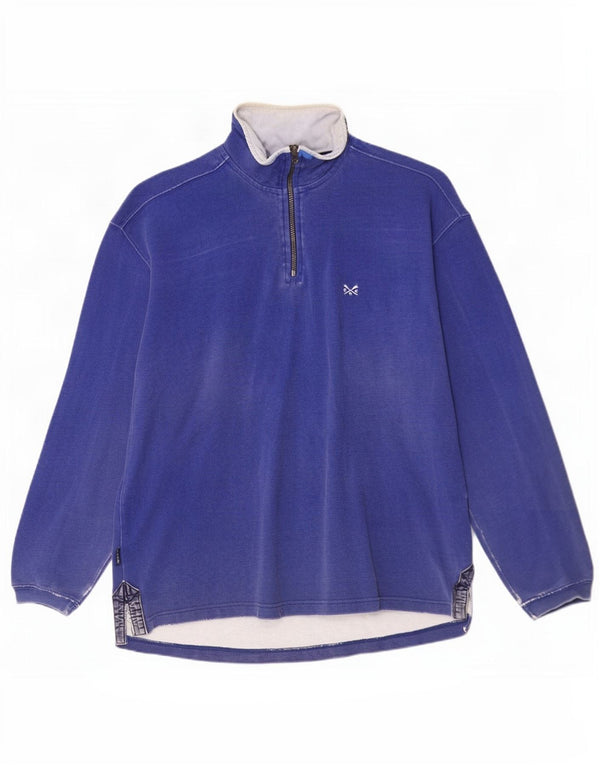 Crew Clothing Mens Zip Neck Sweatshirt Jumper Large Blue Cotton