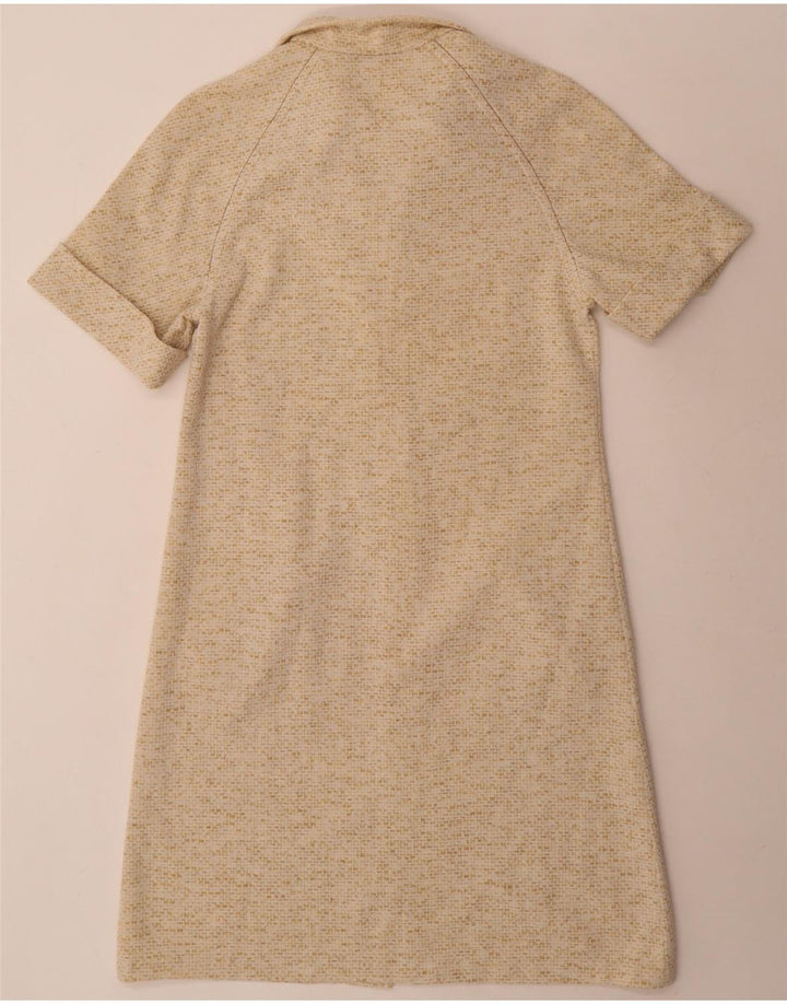 Vintage Womens Shift Dress UK 14 Medium Beige Flecked