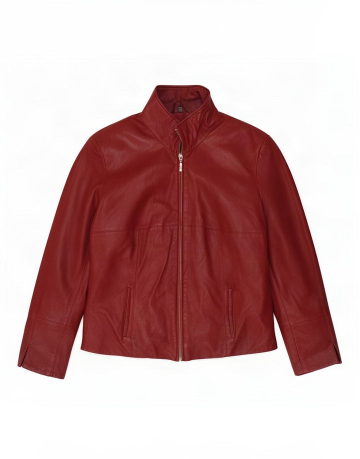 Vintage Womens Leather Jacket IT 44 Medium Burgundy