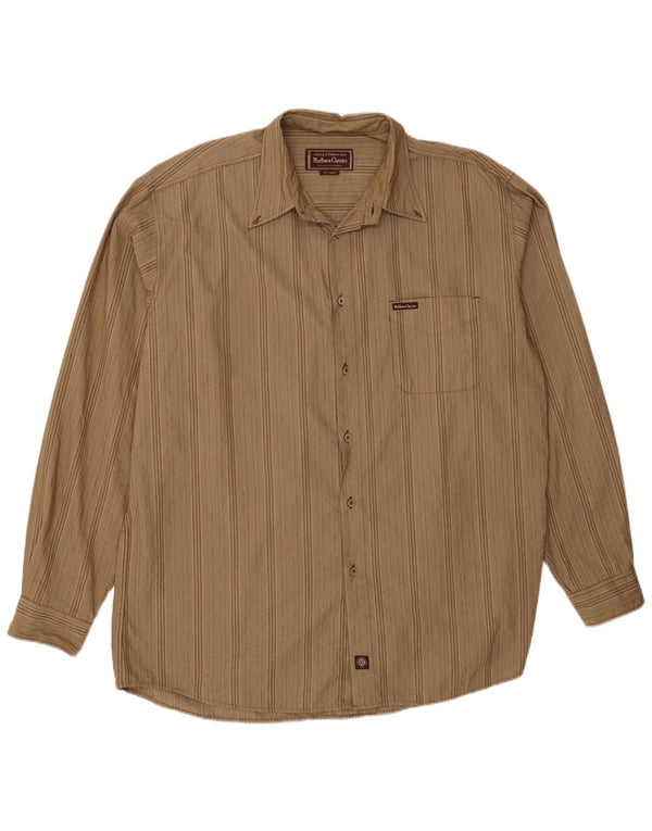Marlboro Classics Chemise homme 2XL Coton à fines rayures beige