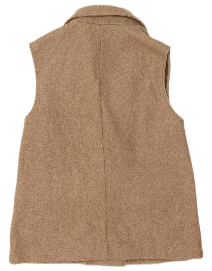 Zara Womens Double Breasted Utility Gilet UK 12 Medium Beige Polyester