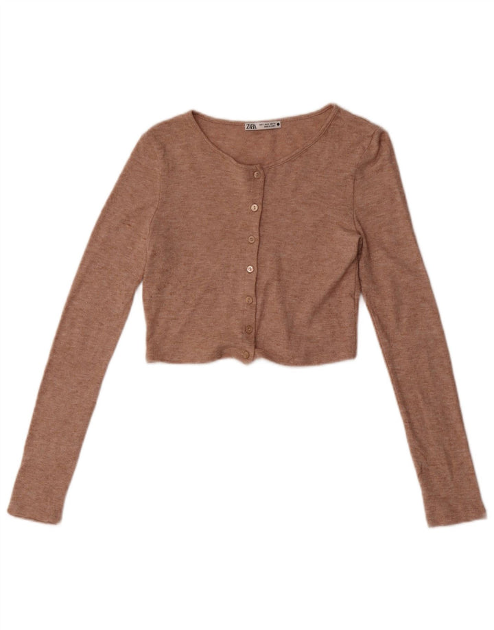 Top corto da donna Zara UK 8 piccolo beige screziato