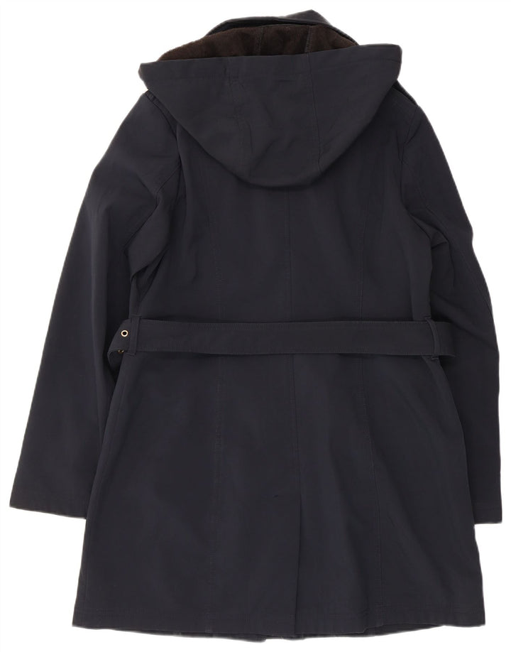 Michael Kors Womens Hooded Trench Coat UK 14 Medium Navy Blue Polyester