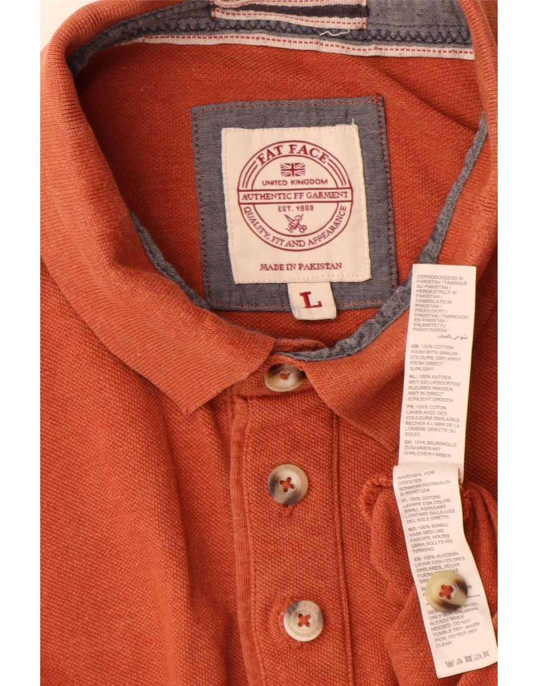 Polo da uomo Fat Face grande in cotone arancione