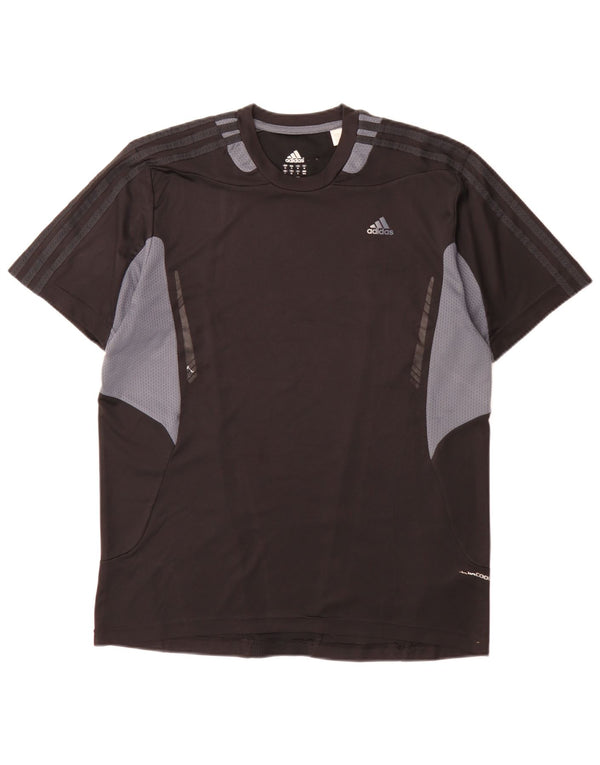 Adidas Herre T-Shirt Top Medium Sort Colourblock Polyester Sports