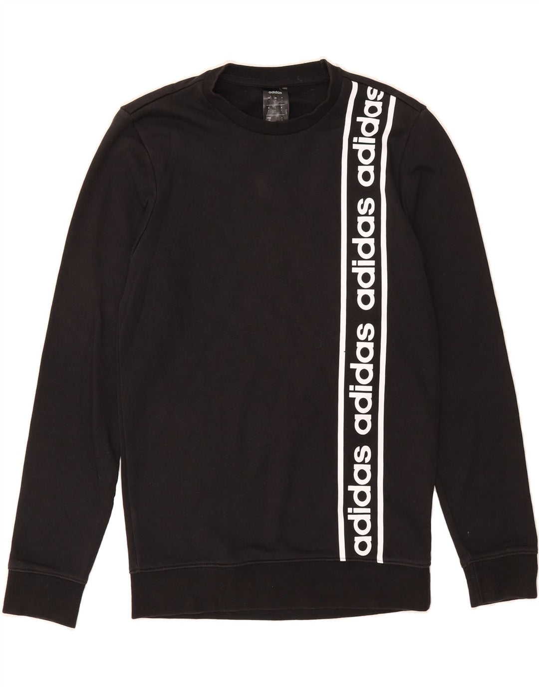 ADIDAS Mens Graphic Sweatshirt Jumper Small Black Cotton Vintage Adidas and Second-Hand Adidas from Messina Hembry 